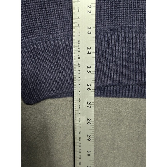 J. Crew Sweater Men's Large Blue Pullover 1/4 Snap Button Mock Neck Long Sleeve - Picture 6 of 6